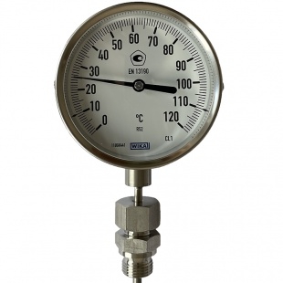 Термометр биметаллический R52.100/4, 0...120 °C, G1/2B, 300x6 мм, нерж. сталь, кл. 1 (36821354) фото 2040